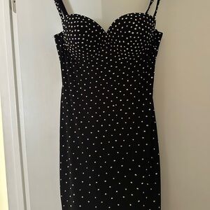 Jovani Black Mini Dress with Iridescent Studs